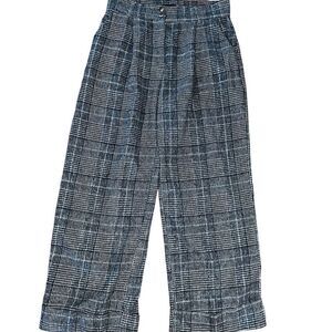 KOANDAILY Black & White Plaid Wide Leg Button Up Pant Size Large